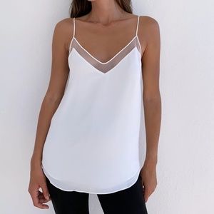 Aritzia Babaton White Mesh camisole top NWT